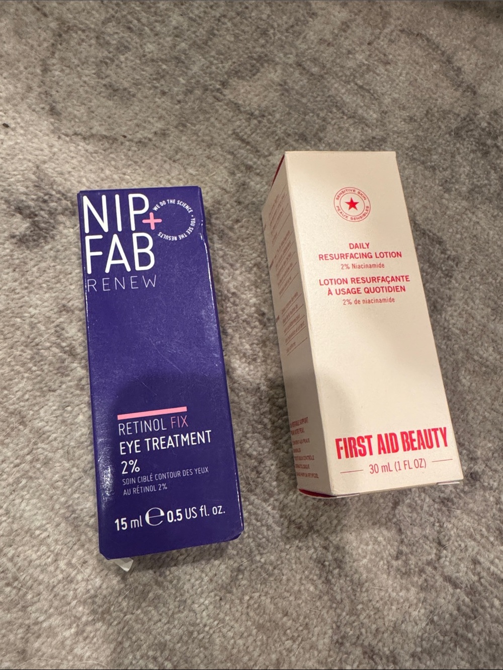 NIP+FAB Retinol Fix Eye Treatment & First Aid Beauty Daily Resurfacing Lotion